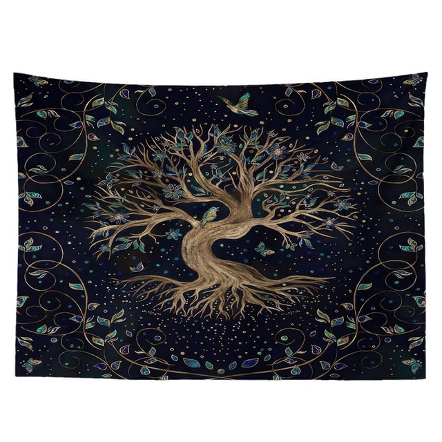 Tapiz de pared con diseño de árbol de la vida, microtela, 150 x 130 cm