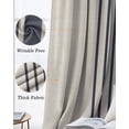 thumbnail image 3 of Midnight Blue Striped Blackout Curtains for Bedroom Living Room Darkening Curtains 63 Inches Long Beige Geometric Modern Art Window Curtain 2 Panels Set Window Treatment Grommet Drapes 52"x63", 3 of 9