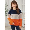 thumbnail image 4 of POGLIP Women's Orange Colorblock Kids Long Sleeve Top, 4 of 6