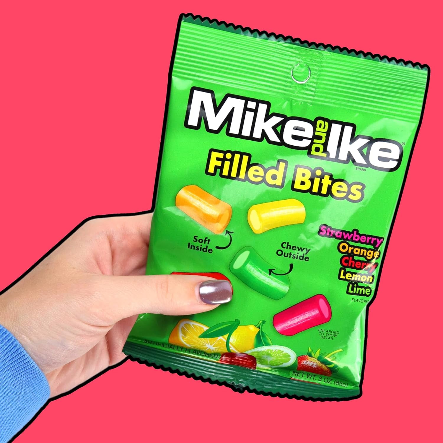 Mike & Ike Filled Licorice Bites, 3 Ounce Bag - 12 Count Display Box