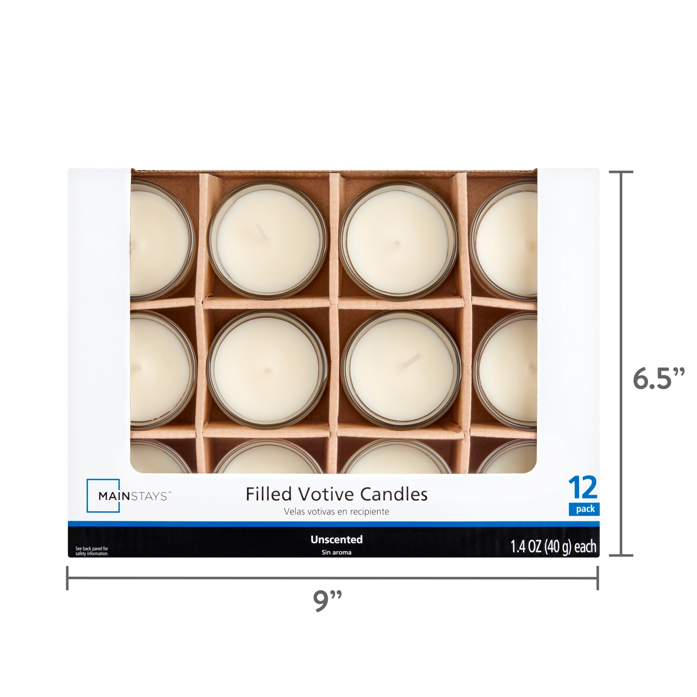 (2 pack) Mainstays Unscented Filled Votive Glass Candles, Ivory, 12-Pack