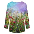 thumbnail image 5 of Moda mujer cuello redondo tres cuartos 3/4 manga camiseta otoño estampado blusa Tops sudadera Fridja FKASFK3020, 5 of 5