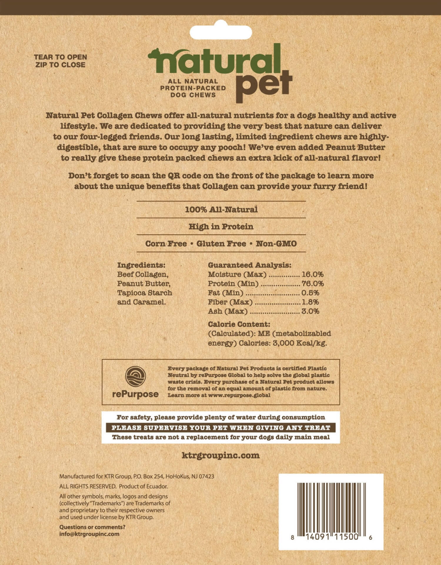 Natural Pet Peanut Butter Flavored Collagen Donut For Dogs
