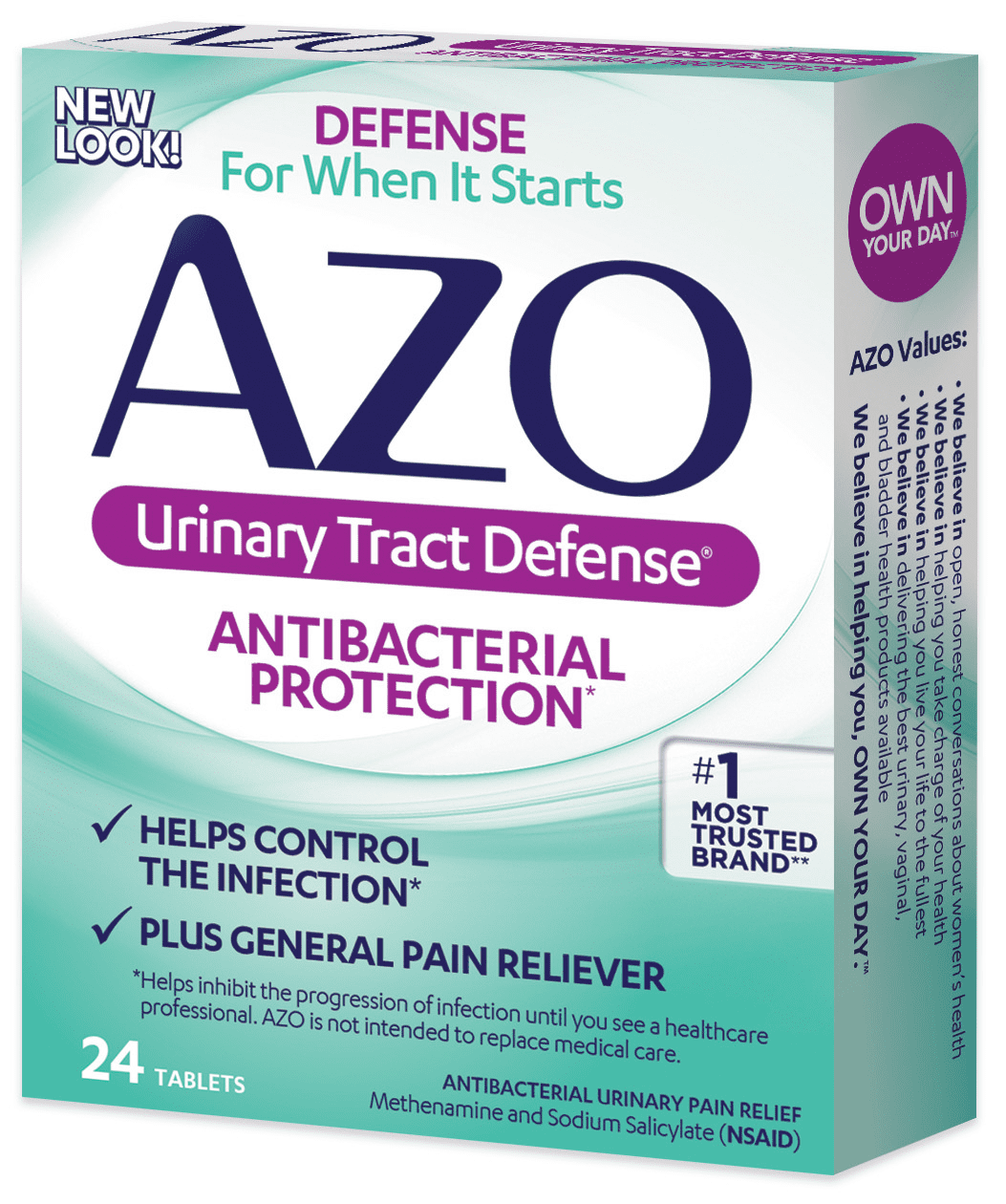 Azo Urinary Tract Defense Antibacterial Protection Uti Pain Relief 24 Ct - Walmartcom