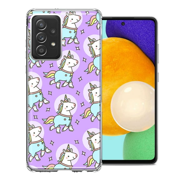 MUNDAZE For Samsung Galaxy A72 Cute Unicorns Purple Design Double Layer Phone Case Cover