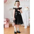 thumbnail image 6 of Arshiner Toddler Dress Girls Summer Ruffle Sleeve Mesh A Line Formal Party Tulle Dresses with Pockets Black, 6 of 7