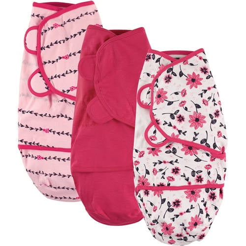 Hudson Baby Boy and Girl Swaddle Wrap, 3Pack Botanical