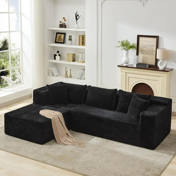 106"Cloud Sectional Couch,Modular Sectional Sofa with Deep Seat, Comfy Fluffy Couch with L-Shaped Chaise, No Assembly Required(Left-Facing Chaise)