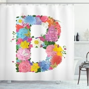Ambesonne Letter B Shower Curtain, Romantic ABC Sign, 69"Wx70"L, Multicolor