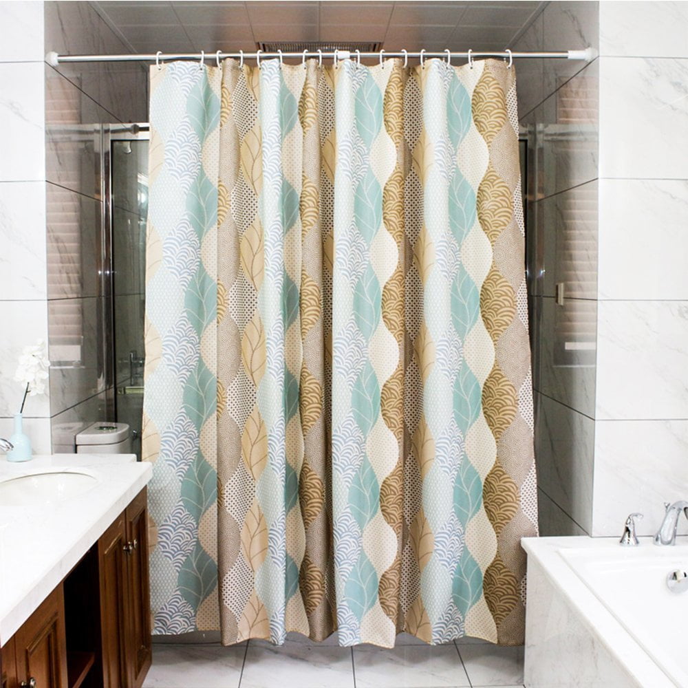 PEVA MOSAIC BATHROOM BATH SHOWER CURTAIN WATERPROOF INCLUDE 12 HOOKS 180X180CM