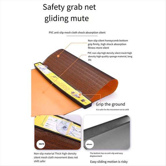 Yoga Sliding Mat Sports Fitness Glide Plate Core Exercise Running Skating Leg Training Board Gym Equipment Orange 180cm