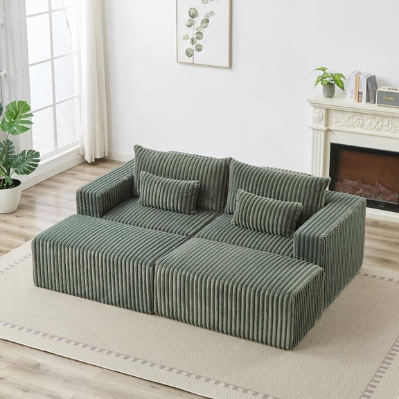 87" Oversized Cloud Plush Loveseat with Removable Footstool for Indoor Living Room (No Assembly Required)