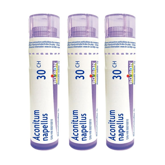 Boiron Aconitum Napellus 30CH – Homeopathic Medicine, Box of 3 Tubes (4g Each, Approx. 80 Pellets per Tube)