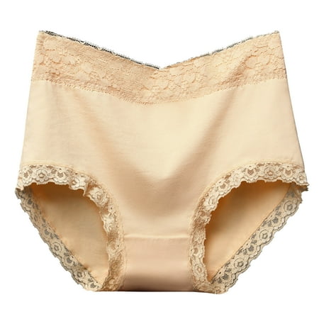 Cotton Panty Underwear Women Breathable Comfortable Briefs High Waist Butt-lifting Everyday Comfort Panties (Large  Khaki 02)