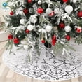 thumbnail image 3 of Deago Christmas Tree Skirt 48 Inches Snowy Pattern Large Christmas Tree Mat with Merry Christmas Stocking for Xmas Holiday Decoration Indoor Outdoor (Silver), 3 of 9