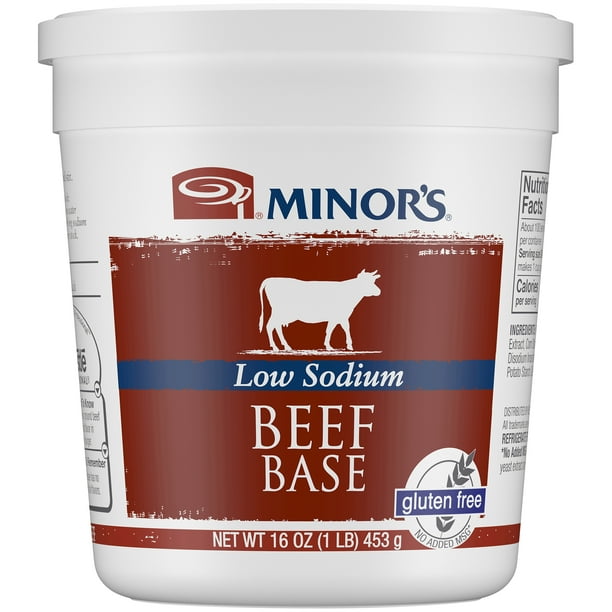 Minor's Low Sodium Beef Base, Seasoned Beef Paste with No Added MSG, 16