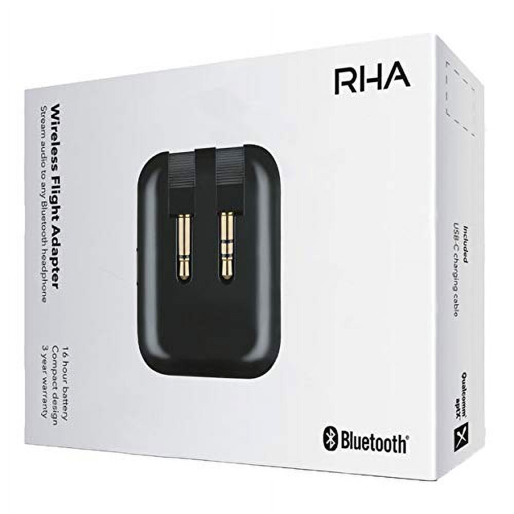 Restored RHA Wireless Bluetooth Flight Adapter for 3.5mm Jacks - Black  (601712) (Refurbished) 