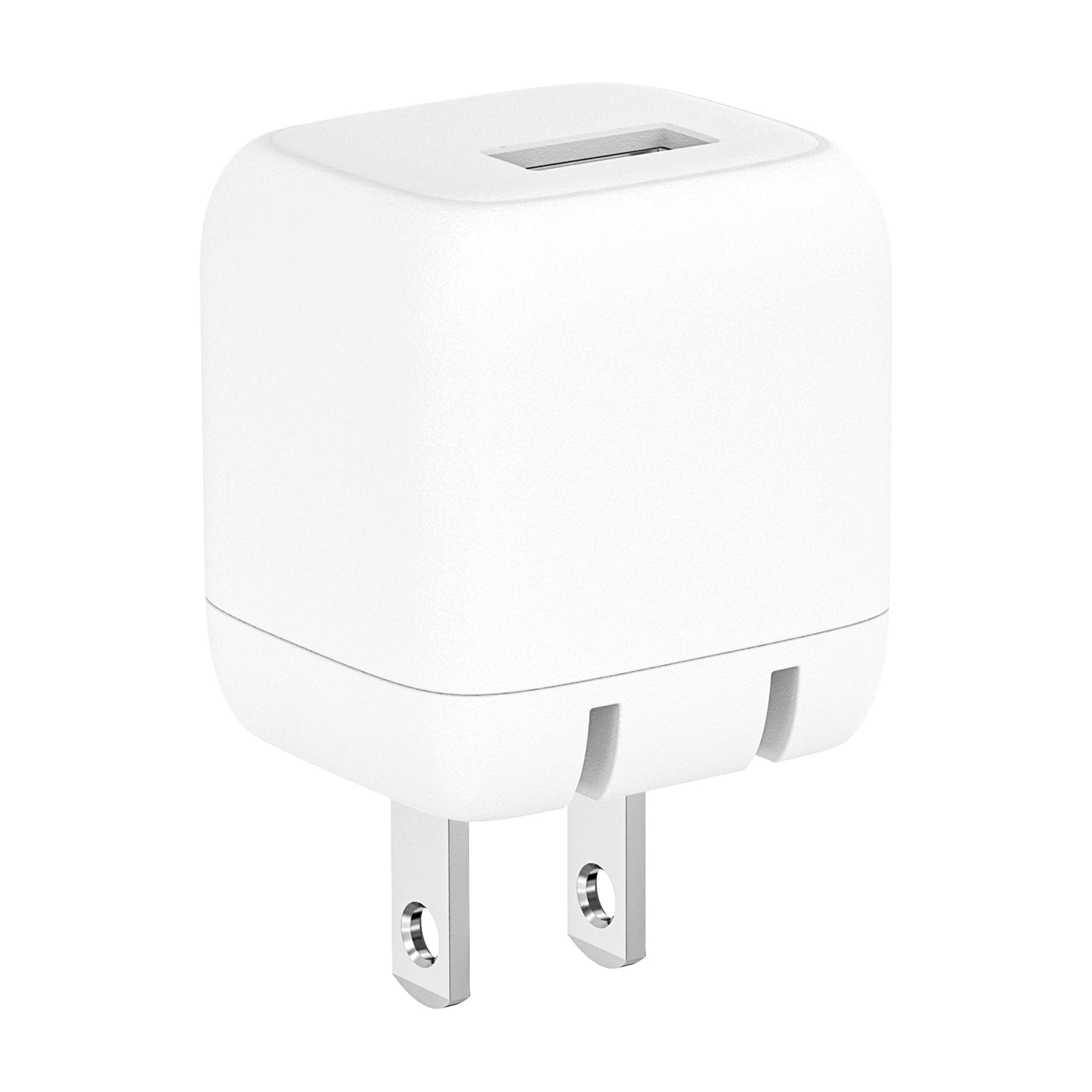 (5 pack) onn 12W Wall Charger with Single USB-A Port and 3ft USB-C Cable, Foldable Plug, White