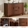 thumbnail image 6 of Vabches 47.2" W Fluted Sideboard Credenza Cabinet, 2-Doors 3-Drawer Wood Buffet Storage Cabinet with Adjustable Shelves, 6 of 12