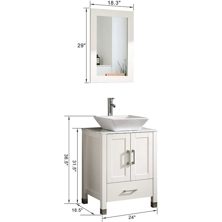 24 Wood Slim Bathroom Cabinet Stand - White