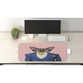 thumbnail image 2 of Hipster Computer Mouse Pad, Whimsical Portrait of a Cat in Cartoonish Suit with West and Yellow Tie, Rectangle Non-Slip Rubber Mousepad Large, 31" x 12", Blush and Multicolor, by Ambesonne, 2 of 2