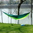 thumbnail image 4 of Tignapoo Hamac Double Spacieux en Nylon pour Aventures en Plein Air - Balançoire Polyvalente pour le Camping, la Randonnée et la Détente à la Maison - Tissu Durable 210T en Combinaison de Couleurs Vert Foncé et Gris, 4 of 7
