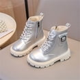thumbnail image 4 of Girls Bow Embellished Fall Winter Zipper Short Boots, Soft Flat Sole Leather Material Easy On Off Daily Casual School Ankle Boots Silver 2 Big Kids, 4 of 7