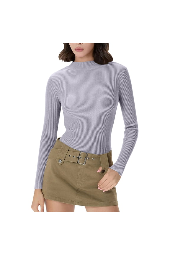 Women's Thermal Turtleneck Shirt Ribbed Long Sleeve Mock Neck Top Slim Fit with Trim Base Layer Top