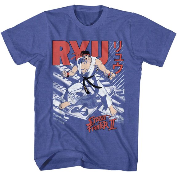Street Fighter Ryu Royal Heather Adult T-Shirt S