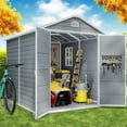 thumbnail image 2 of 8×6 FT Outdoor Storage Shed,Lofka Resin Garden Shed with Floor,Lockable Doors and Sloping Roof for Backyard, Garden, Lawn,Gray, 2 of 8