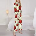 thumbnail image 4 of Disketp Pajamas Set Long Sleeve Sleepwear Womens Button Down Nightwear Pj Sets-Fruit Apples, 4 of 9