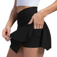 thumbnail image 2 of Huresd Tennis Skirts for Women with Shorts High Waisted Athletic Shorts Tummy Control Golf Skorts for Women with Pockets Black S, 2 of 9