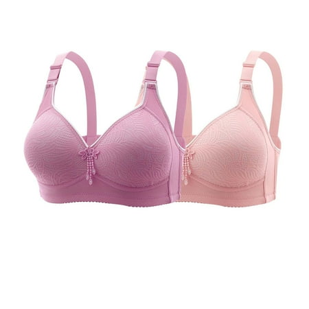 HCURIBAD Wireless Bras  Clearance! Bras for Women Full Coverage Underwire Bras Plus Size Bra without Ring Everyday Bra  Push up Bra  Backless Bra  Bras for Women Pink A