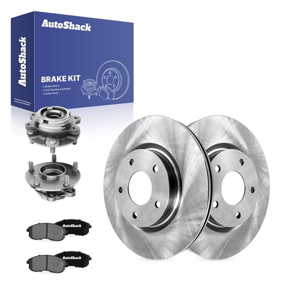 AutoShack Front Vented Brake Rotors   Ceramic Pads   Hub Bearing Assembly 8-PC Brake Kit Replacement for 2007-2013 Nissan Altima 11.65" (295.9 mm)