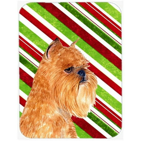 

Brussels Griffon Candy Cane Holiday Christmas Glass Cutting Board - Large