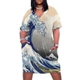 thumbnail image 1 of Vestido de bolsillo suelto Great Wave, ropa de mujer, vestido sensual para mujer, 1 of 6