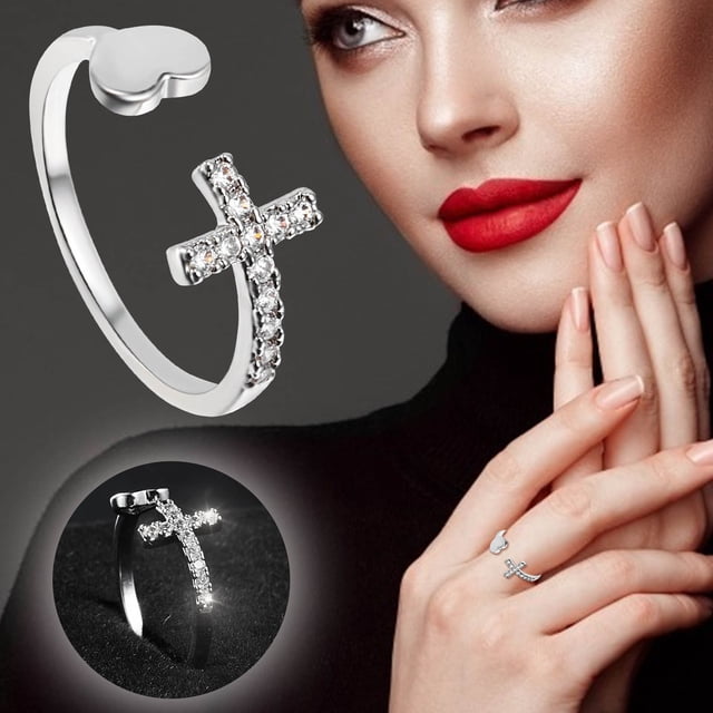 Fiudx Anillo de Corazón de Melocotón con Diamantes, Joyería de Aleación Antialérgica, Delicado Accesorio de Moda, Regalo para Mujer, San Valentín, Día de La Madre, Navidad.