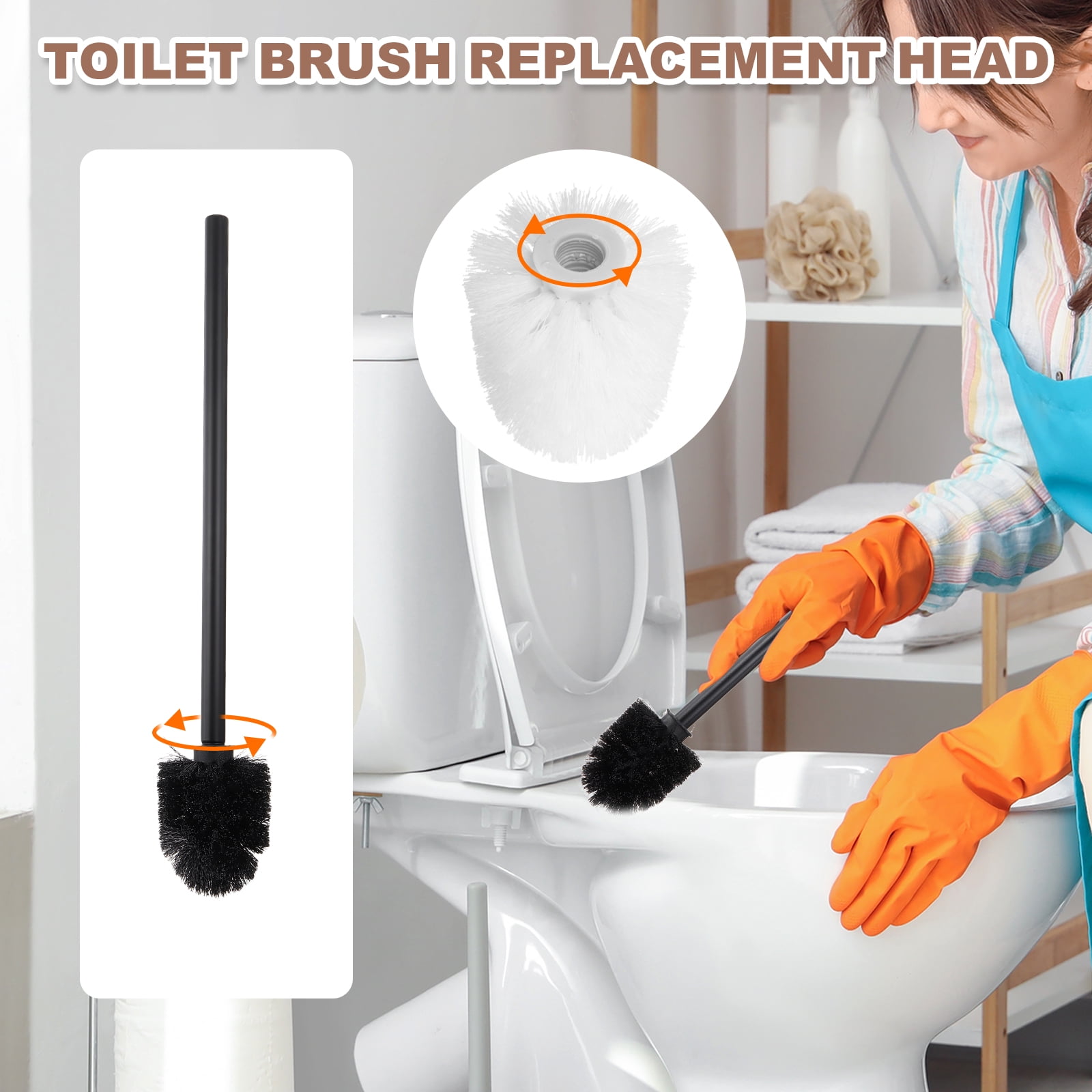 Uxcell 6 Pcs Toilet Brush Replacement Head, Toilet Brush Refills, Bathroom Cleaning Tool for Home Office Hotel, Black