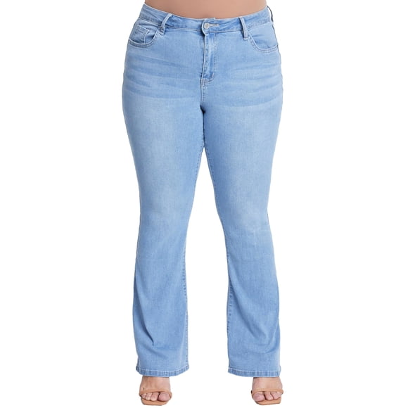 YMI - Pantalones de Mezclilla básicos Acampanados para Mujer Talla Grande, Azul/Claro, 40 Más