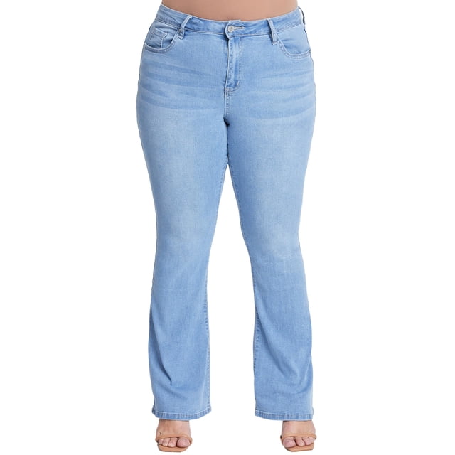 YMI - Pantalones de Mezclilla básicos Acampanados para Mujer Talla Grande, Azul/Claro, 40 Más