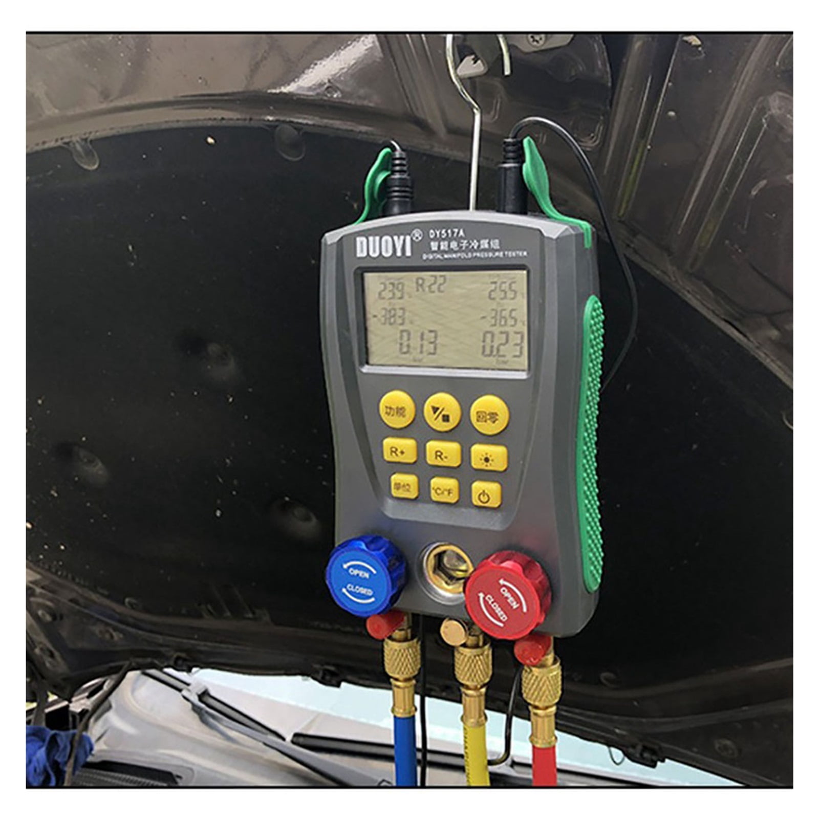 Pressure Gauge Refrigeration Digital Vacuum Pressure Manifold Tester Meter HVAC Temperature Tester Valve Tool Kit ,Easy to Use