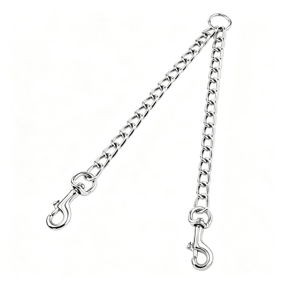 GASTROPOD Heavy Duty 2 Way Dog Lead Metal Chain Double Pet Clip Leash Coupler 360° Swivel No Tangle Double Dog Walking&Training Leash(S 3.0Mm*50Cm,Silver)