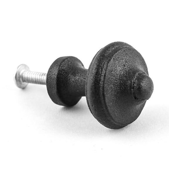 Black Iron Kitchen Cabinet Knob 1" Diameter 1 3/8" projection with Screws|Renovators Supply