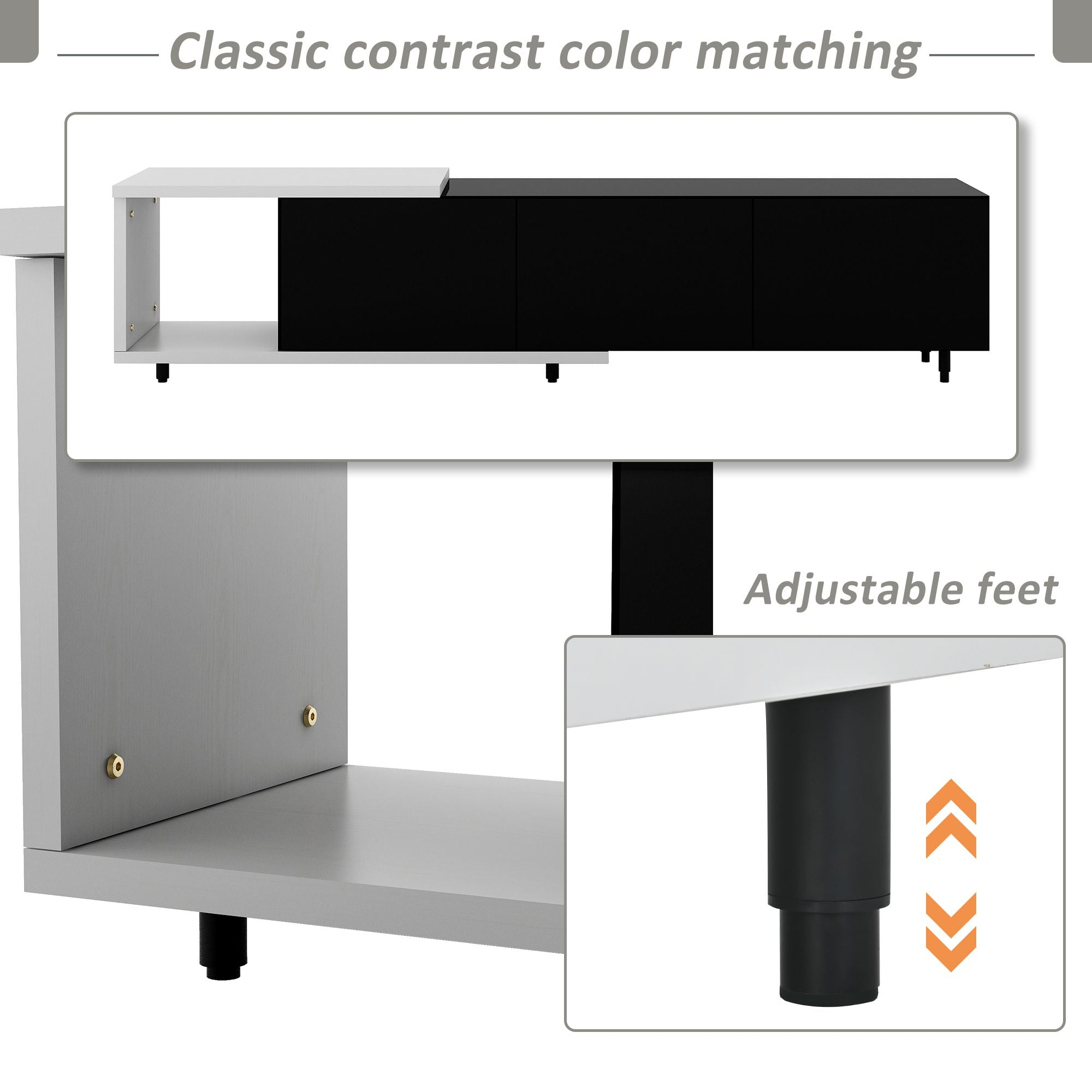 Aukfa TV Stand with 3 Large Drawers for TVs up to 80" - Black