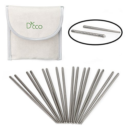 D’Eco Stainless Steel Travel Size Reusable Twist Apart Chopsticks Set Of 4 New! 
