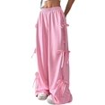 thumbnail image 2 of Women'S Baggy Sweatpants Elastic Waist Casual Wide Leg Pants with Pocket Y2K Going Out Travel Pants Pink XL, 2 of 8