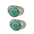 thumbnail image 1 of 2pcs De Turquesa Vintage Ajustable De Plata Filigrana Flor Talla, 1 of 8