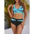 thumbnail image 3 of Niusricy Women 2 Pieces Bikini Swimsuits S-XXL Ladies Fashion Sexy Swimwear Ethnic Style/Stripe/Tie-Dye/Animal Pattern Padded Bra Thong Bottoms Beach Bathing Suit Set for Vacation, 3 of 7