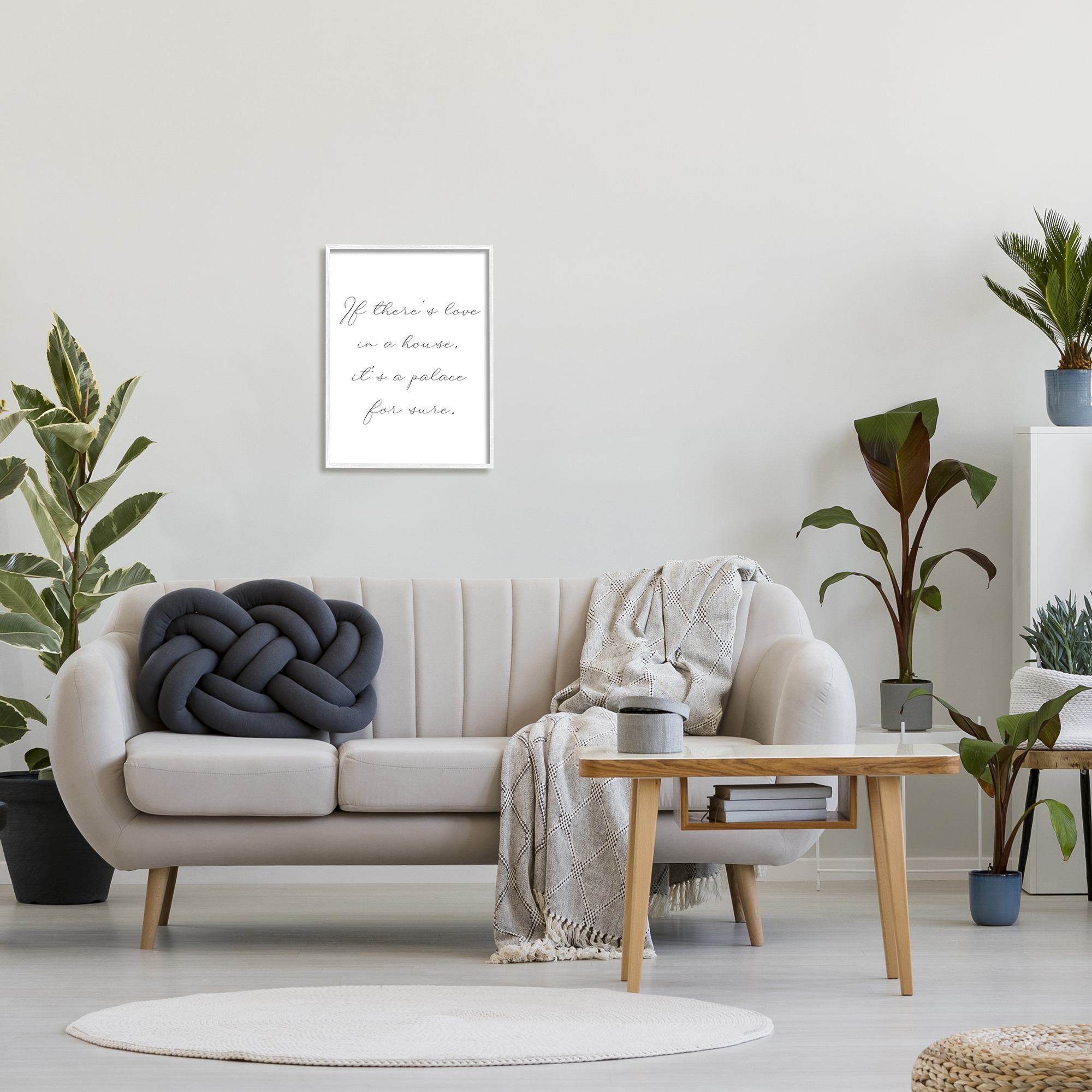 Stupell Industries Minimal Love In A House Inspirational Painting White Framed Art Print Wall Art, 16 x 20