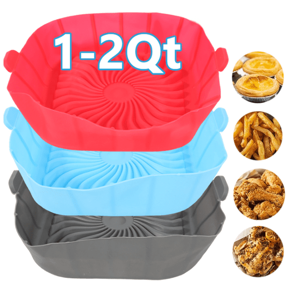 Air Fryer Liners Inserts 3 Pack Silicone Air Fryer Basket Foldable Square Reusable Food Grade Air Fryer Pots Oven Liner Baking Tray Air Fryer Accessories